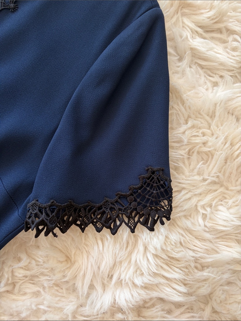 Jonathan Simkhai Navy Dress with Black Lace Insets - Picture 4 of 11
